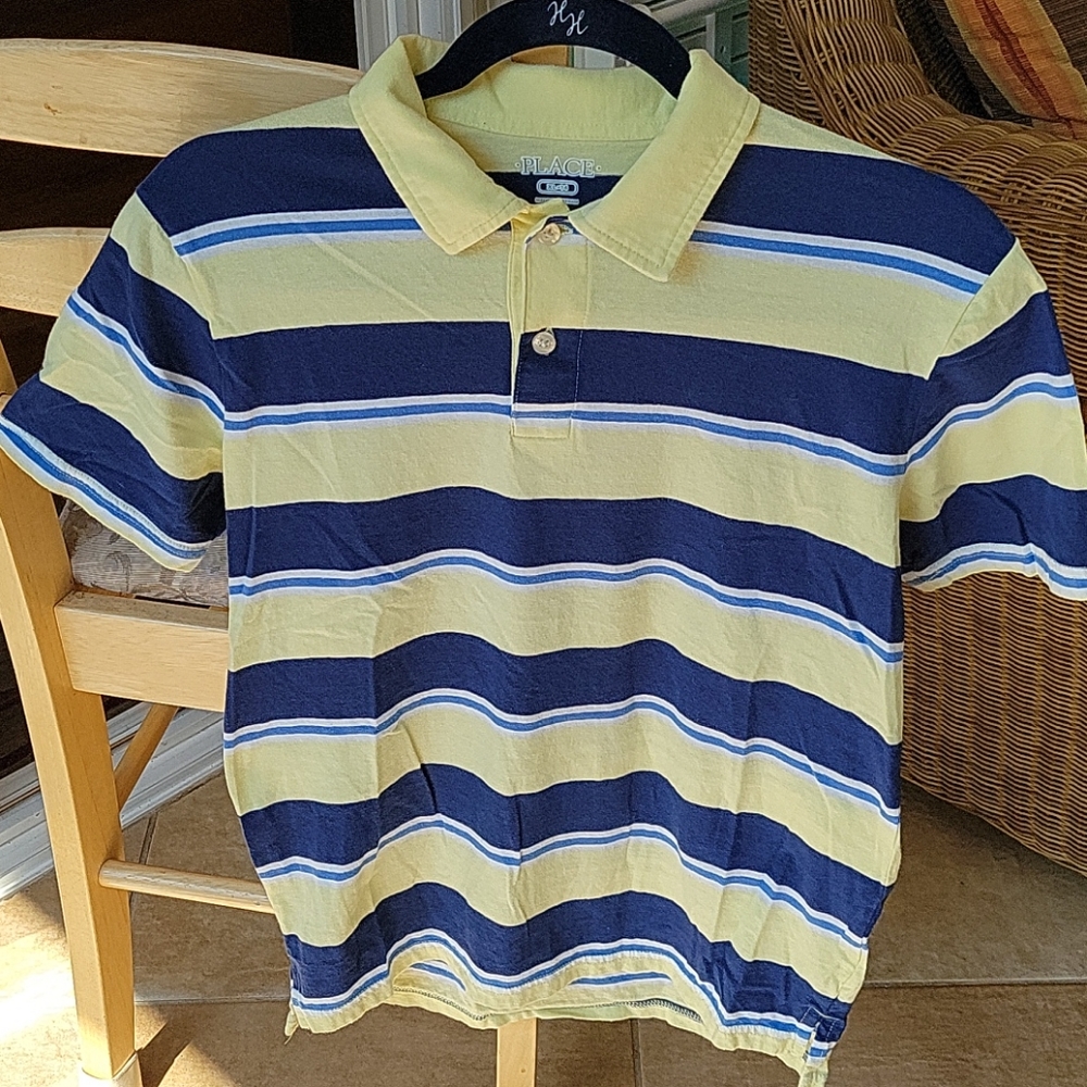 Childrens place yellow striped polo xl/14